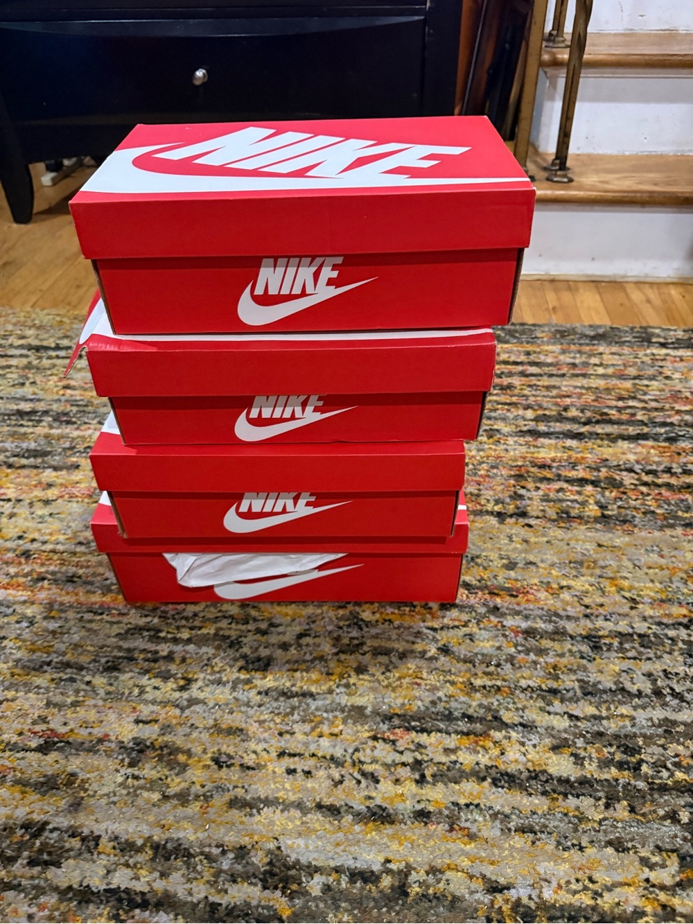 Nike Red and White Shoe Boxes Stack